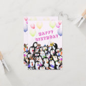 Carte d'anniversaire Joyeux Pingouin - Personnalis (Devant/Arrière en situation)