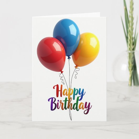 Carte d'anniversaire Joyeux Script (Devant)