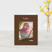 CARTE D'ANNIVERSAIRE **JUMEAUX** TWEETING (Fleur jaune)