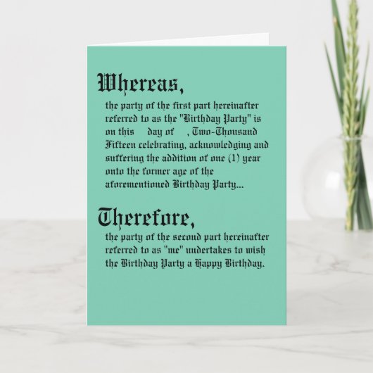 Carte d'anniversaire juridique de contrat (Devant)