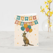 Carte d'anniversaire Kangaroo - animal mignon avec (Fleur jaune)