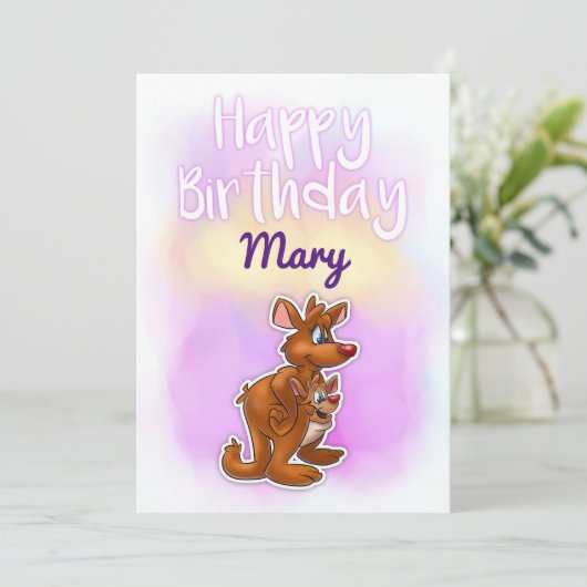 Carte d'anniversaire kangourou (Debout devant)