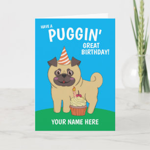 Carte d'anniversaire Kawaii de Chien Carlin