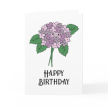 Carte d'anniversaire Kawaii Hydrangea dessinée à l