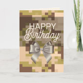 Carte d'anniversaire Khaki Digital et Bow (Devant)