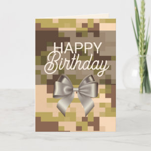 Carte d'anniversaire Khaki Digital et Bow