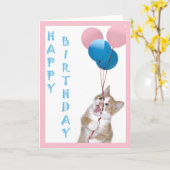 Carte d'anniversaire Kitten (Fleur jaune)