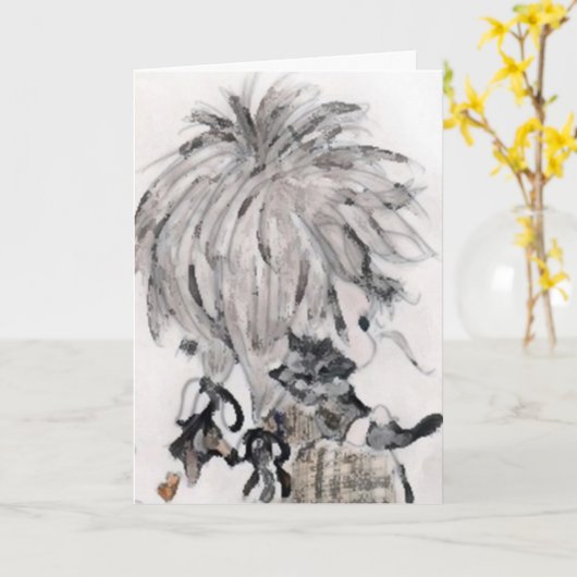 Carte d'anniversaire Kitty (Fleur jaune)