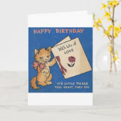 Carte d'anniversaire Kitty vintage (Fleur jaune)