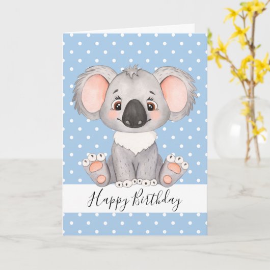 Carte d'anniversaire Koala (Fleur jaune)