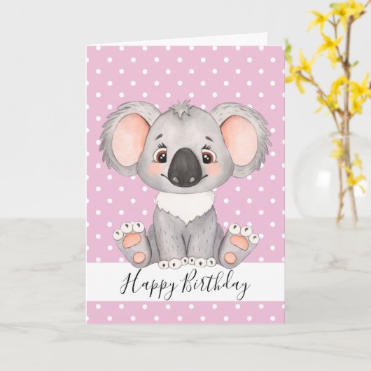 carte d'anniversaire Koala (Fleur jaune)