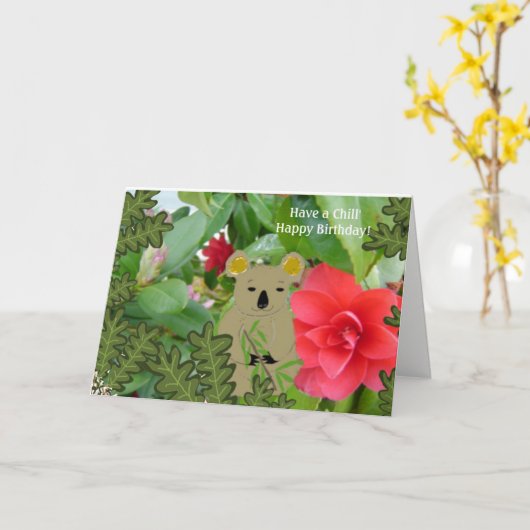 Carte d'anniversaire Koala Bear Chill (Fleur jaune)