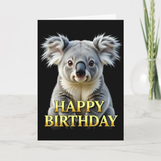 CARTE D'ANNIVERSAIRE KOALA EN GROS PLAN DISTINCT (Devant)