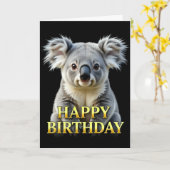 CARTE D'ANNIVERSAIRE KOALA EN GROS PLAN DISTINCT (Fleur jaune)