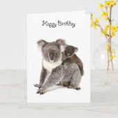 Carte d'anniversaire koala happy (Fleur jaune)
