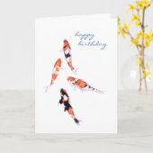 Carte d'anniversaire Koi flottante (Fleur jaune)