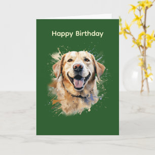 Carte d'anniversaire Labrador jaune joyeux