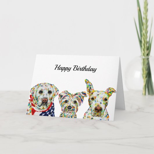Carte d'anniversaire Labrador, Terrier, Pitbull (Devant)