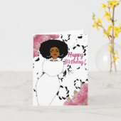 Carte d'anniversaire Lady in White African America (Fleur jaune)