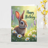 Carte d'anniversaire Lapin Doré (Fleur jaune)