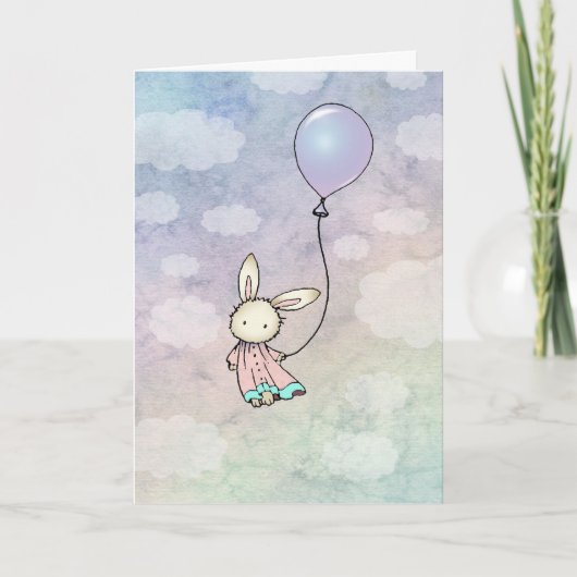 Carte d'anniversaire lapin joyeux (Devant)