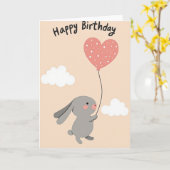 Carte d'anniversaire Lapin Mignon (Fleur jaune)