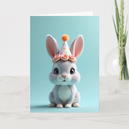 Carte d'anniversaire Lapin Peluche (Devant)