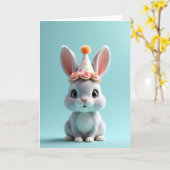 Carte d'anniversaire Lapin Peluche (Fleur jaune)