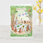Carte d'anniversaire 'Lapin Rabbits' (Fleur jaune)