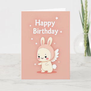 Carte d'anniversaire Lapin Rose