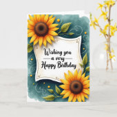 Carte d'anniversaire Leafy Script (Fleur jaune)