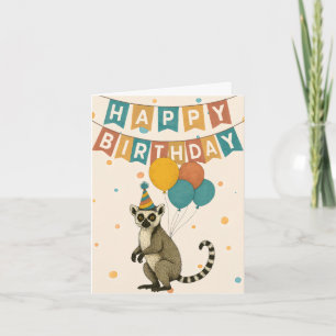 Carte d'anniversaire Lemur - animal de fête