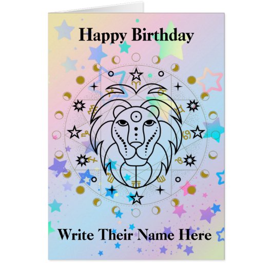 Carte d'anniversaire Leo Astrology du 23 juillet a (Devant)