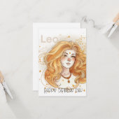 Carte d'anniversaire Leo fille (Devant/Arrière en situation)