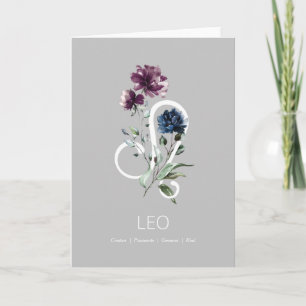 Carte d'anniversaire Leo moderne Floral Zodiac Sta