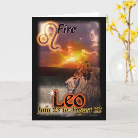 Carte d'anniversaire Leo Zodiac (Fleur jaune)