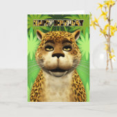 Carte d'anniversaire Leopard Jungle (Fleur jaune)