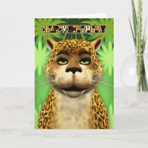 Carte d'anniversaire Leopard Jungle