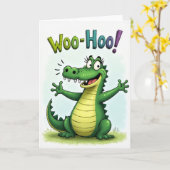 Carte d'anniversaire Lézard Joyeux (Fleur jaune)