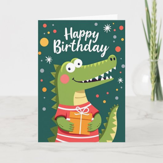 Carte d'anniversaire Lézard Vert (Devant)