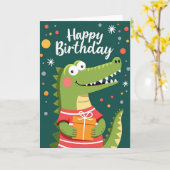 Carte d'anniversaire Lézard Vert (Fleur jaune)