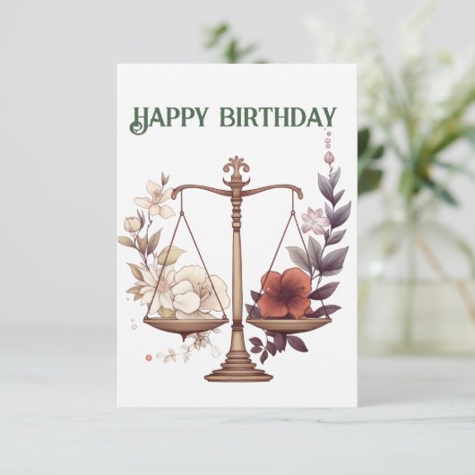 Carte d'anniversaire Libra zodiac (Debout devant)