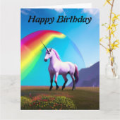 Carte d'anniversaire licorne (Fleur jaune)