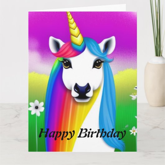 Carte d'anniversaire licorne (Devant)