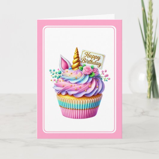 Carte d'anniversaire Licorne (Devant)