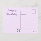 Carte d'anniversaire licorne bébé mignonne violet (Dos)