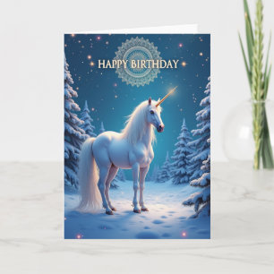 Carte d'anniversaire licorne gelée
