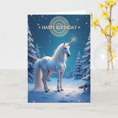 Carte d'anniversaire licorne gelée (Fleur jaune)