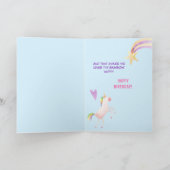 Carte d'anniversaire licorne mignonne au-delà de l (Intérieur)