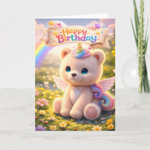 Carte d'anniversaire licorne ourson